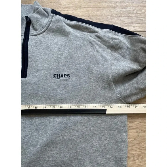 Chaps Men’s Quarter Zip Pullover Sweatshirt Gray Blue XXL - Picture 8 of 9